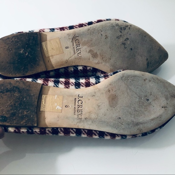 JCREW GEMMA CAP-TOE FLATS IN TWEED IVORY BURGUNDY NAVY SHOES.SIZE 8 - Picture 8 of 10